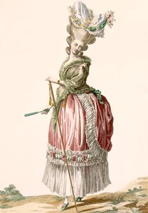 デュパンが刻印した地方風のレディースウォーキングガウン、「Galeries des Modes et Costumes Francais」のプレートno.17、c.1778-87